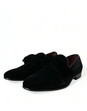 Dolce & Gabbana Schwarzer Samt Loafers Formelle Schuhe