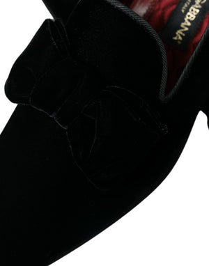 Dolce & Gabbana Schwarzer Samt Loafers Formelle Schuhe