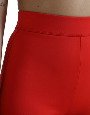 Dolce & Gabbana Rote Nylon Stretch Slim Leggings Hose