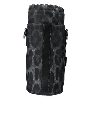 Dolce & Gabbana Schwarzer Leopard Runde schlanke Tote Flaschenhaltertasche