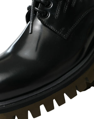 Dolce & Gabbana Schwarz Leder Lace Up Derby Männer Kleid Schuhe