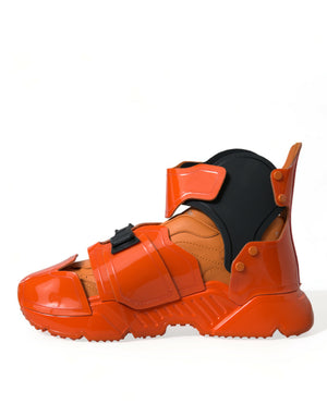 Dolce & Gabbana Orange Multi Panel klobige High Top Turnschuhe Schuhe