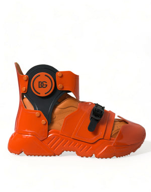 Dolce & Gabbana Orange Multi Panel klobige High Top Turnschuhe Schuhe