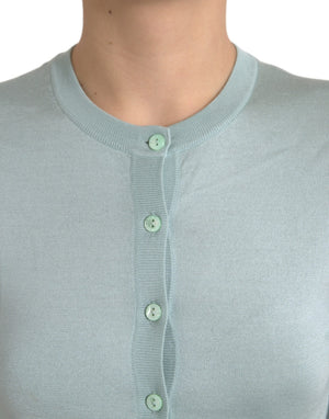 Dolce & Gabbana Hellblauer Strickpullover mit Rundhalsausschnitt aus Seide