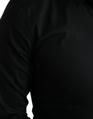 Dolce & Gabbana Schwarzes Baumwoll-Stretch-Hemd für formelle Anlässe