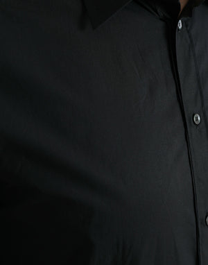 Dolce & Gabbana Schwarzes Baumwollhemd für Männer GOLD Formal