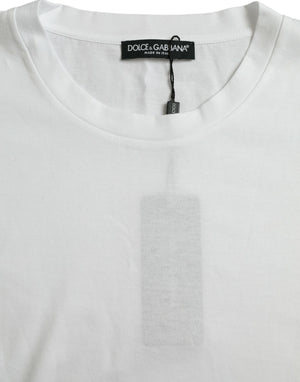 Dolce & Gabbana Weißes Baumwoll-T-Shirt mit kurzen Ärmeln und Rundhalsausschnitt