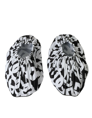 Dolce & Gabbana Weiß Logo Print Nylon Slip On Flats Schuhe