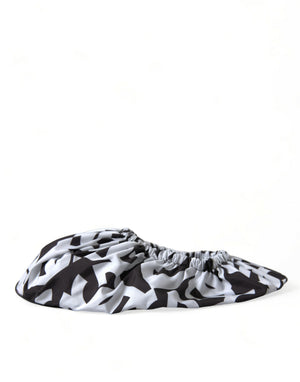 Dolce & Gabbana Weiß Logo Print Nylon Slip On Flats Schuhe