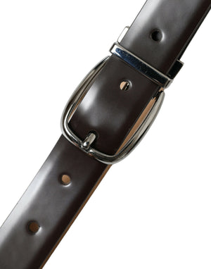 Dolce & Gabbana Dunkelbrauner Ledergürtel mit silberner Metallschnalle