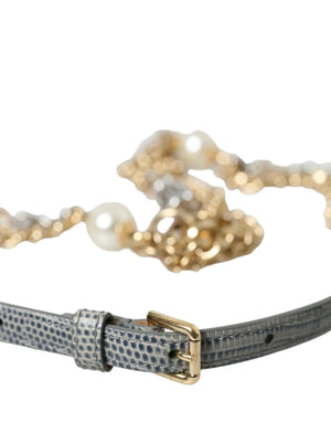Dolce & Gabbana Blauer geflochtener Gold-Messing-Ketten-Taillengürtel