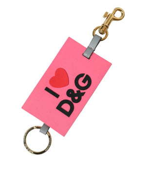 Dolce & Gabbana Rosa Silikon DG Logo Gold Messing Schlüsselanhänger