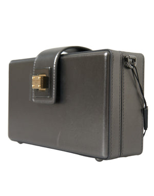 Dolce & Gabbana Metallisch graues Kalbsleder DG BOX Umhängetasche