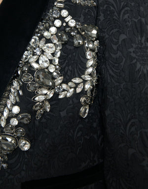 Dolce & Gabbana Schwarzer kristallbesetzter Mantel Jacke
