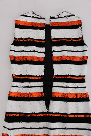Dolce & Gabbana Mehrfarbig gestreiftes, paillettenbesetztes Stretchkleid