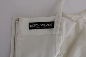 Dolce & Gabbana Weißes Stretch-Broschen-Shiftkleid aus Wolle