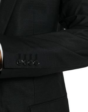 Dolce & Gabbana Schwarzer Wollmantel einreihig mit Kerbe Blazer