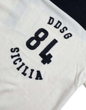 Dolce & Gabbana Weiß Schwarz SICILIA Henley-Shirt Pullover Pullover