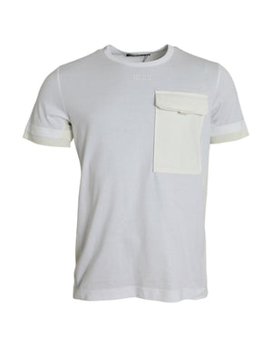 Dolce & Gabbana Weißes Baumwoll-T-Shirt mit Brusttasche und kurzen Ärmeln