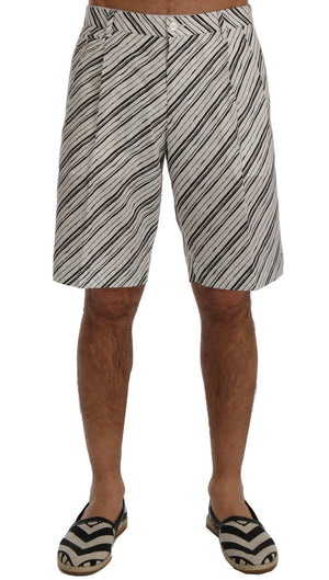 Dolce & Gabbana Weiß Schwarz Gestreifte Freizeitshorts