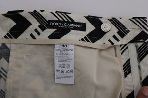 Dolce & Gabbana Weiß-schwarz gestreifte Baumwoll-Leinen-Shorts