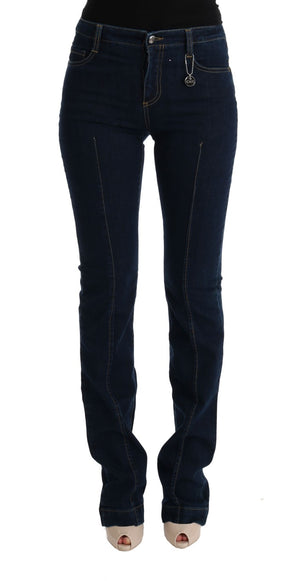 Costume National Blaue Bootcut-Schlagjeans aus Baumwolle