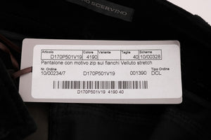Ermanno Scervino Schwarze Cropped-Hose aus Viskosemischung und Samt