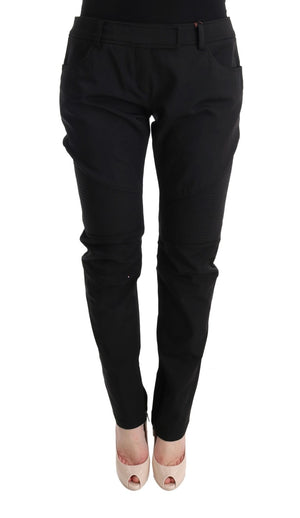 Ermanno Scervino Schwarze Slim Fit Freizeithose aus Baumwolle