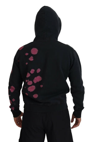 Dsquared² Schwarzes Tie Dye Baumwoll Sweatshirt mit Kapuze Pullover