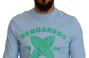 Dsquared² Hellblauer bedruckter Pullover mit langen Ärmeln für Männer