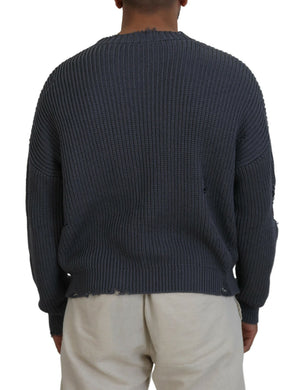 Dsquared² Grauer zerfledderter Herren Strickpullover