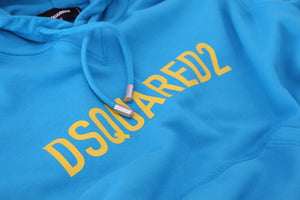 Dsquared² Blauer Logo Print Baumwoll-Kapuzenpullover Sweatshirt Pullover