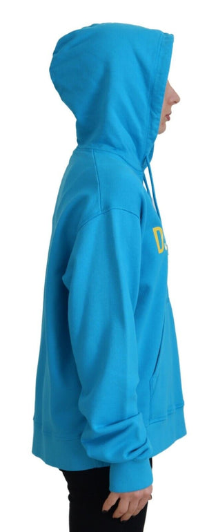 Dsquared² Blauer Logo Print Baumwoll-Kapuzenpullover Sweatshirt Pullover