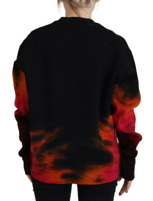 Dsquared² Schwarzer Tie Dye Logo Print Damen Langarmpullover