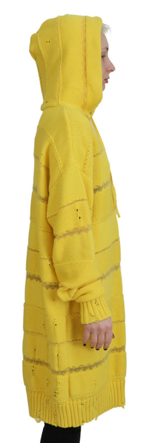 Dsquared² Gelber Baumwollstrickpullover mit Kapuze