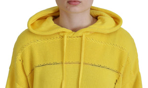 Dsquared² Gelber Baumwollstrickpullover mit Kapuze