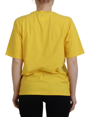 Dsquared² Gelbes Logo Print Baumwolle Rundhalsausschnitt Easy Tee T-shirt