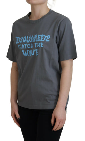 Dsquared² Graues Logo Baumwoll-Crewneck-T-Shirt mit kurzen Ärmeln