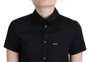 Dsquared² Schwarzes Polohemd mit Knopfleiste und kurzen Ärmeln