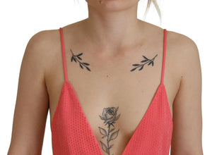 Dsquared² Rosa ärmelloses Spaghetti-Träger-Cami-Top mit V-Ausschnitt