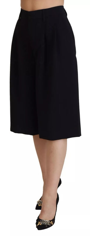 Dsquared² Schwarze Hose mit hoher Taille und weitem Bein, gekürzt