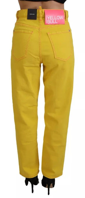 Dsquared² Gelbe High Waist Straight Denim Boston Jeans aus Baumwolle