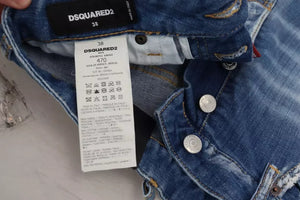 Dsquared² Blau gewaschene High Waist Straight Denim Boston Jeans