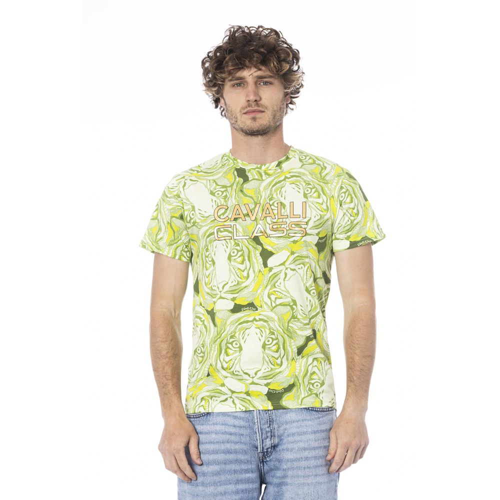 Cavalli Class Grünes Baumwoll-T-Shirt für Herren