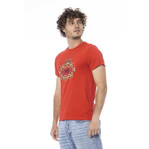 Cavalli Class Rotes Baumwoll-T-Shirt für Herren