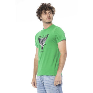 Cavalli Class Grünes Baumwoll-T-Shirt für Herren