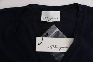 MARGHI LO' Blaue Wollbluse Pullover