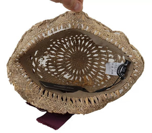 Dolce & Gabbana Brauner Bandstrohhut mit Blumenverzierung