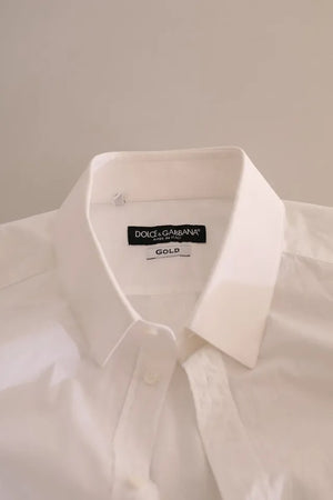 Dolce & Gabbana Weißes GOLD Formales Baumwoll-Smokinghemd