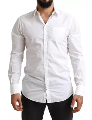 Dolce & Gabbana Weißes GOLD Formales Baumwoll-Smokinghemd
